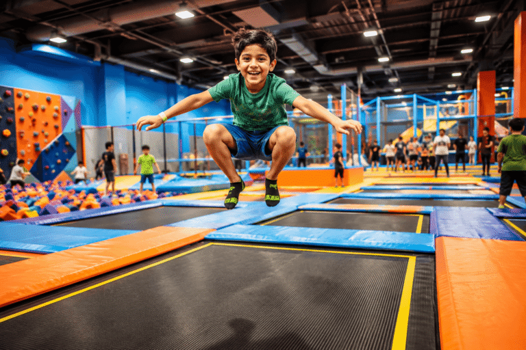 Trampoline park full of kids